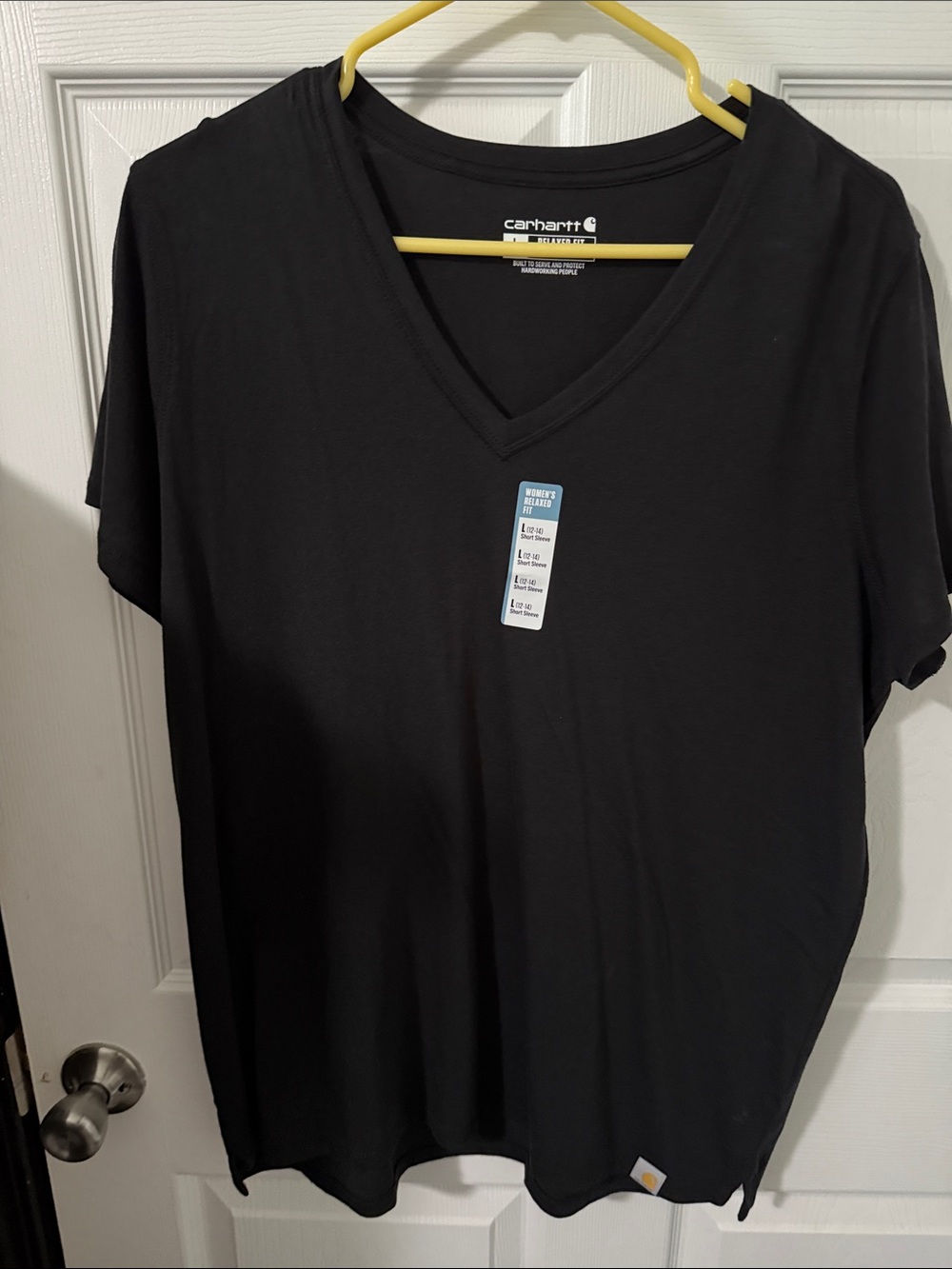 Carhartt  Woman's Relaxed Fit  Black V-Neck Short Sleeve Tee